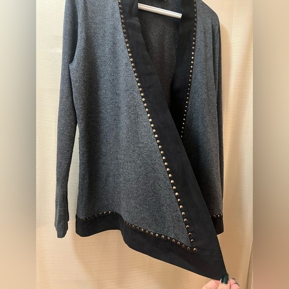 🔵Laura Petites women’s open front cardigan with metal accents size large - Picture 3 of 10